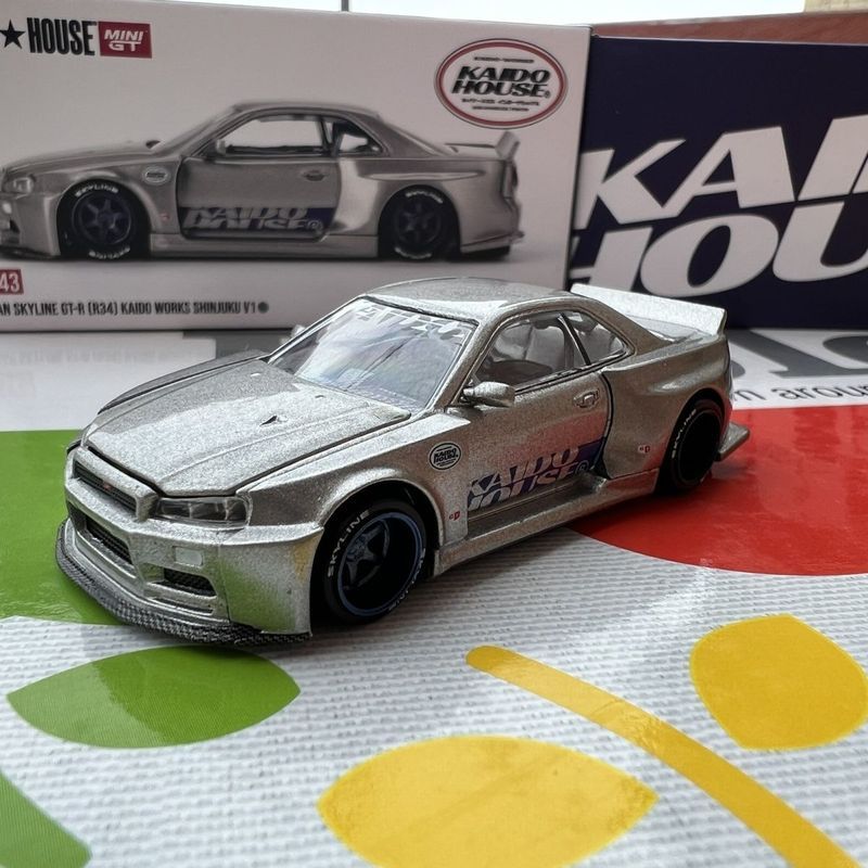 KaidoHouse+MINIGT1: 64 Nissan SkylineGT-RR34V1 โมเดลรถอัลลอย y