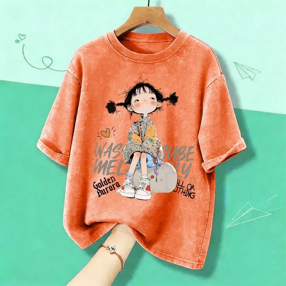 【My-T】🌸เสื้อยืดฟอก เกาหลีสไตล์“GOLDEN GIRL”ผ้าCOTTON เสื้อยืดผู้หญิงผ้าฝ้ายใส่สบายOVERSIZEเสื้อยืดคอกลม【COD】