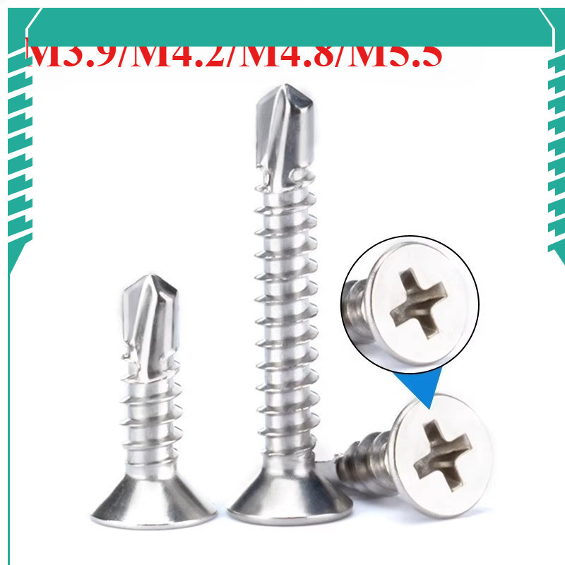 เบอร์สกรูหัวเตเปอร์ ปลายสว่าน แฉก F+ สแตนเลส 304  M3.9/M4.2/M4.8/M5.5 Screw SUS304 ZHU-ZHEN-1