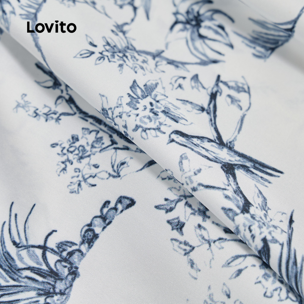 Lovito ชุดเดรสลําลองลายกระดุมชุดเดรสหลากสีฤดูใบไม้ผลิ/ฤดูร้อนสําหรับผู้หญิง L135ED364 - รูปที่ 4