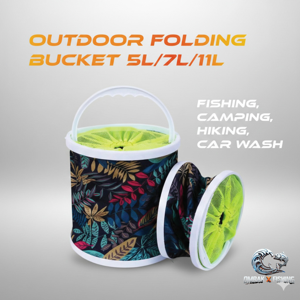 Baldi Lipat Pancing 5L/7L/11L ถังน้ําพับได้ตกปลา Pail กลางแจ้งล้างรถ Cuci Kereta Camping ตะกร้า
