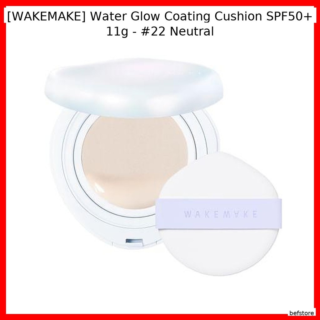 [WAKEMAKE] Water Glow Coating Cushion SPF50+ 11g - #22 Neutral / Korean Cushion Makeup / Radiant Fin