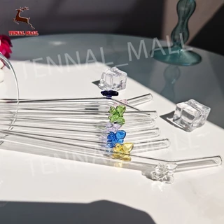 หลอดแก้วประดับโบว์ หลอดโบว์ หลอดดื่มแบบใช้ซ้ำได้