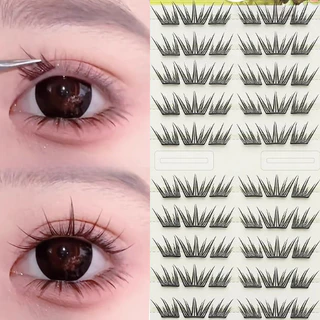 DlY แต่ละคลัสเตอร์ Blue Tears ธรรมชาติหนา Lashes Extension แถบขนตาปลอมขนตาส่วนบุคคล