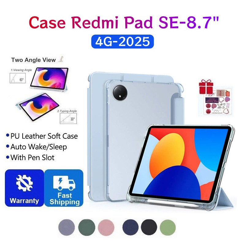 เคส Redmi Pad SE เคสป้องกันแม่เหล็ก 4G ขนาด 8.7 นิ้วพร้อมช่องเสียบปากกาสําหรับฝาครอบ Xiaomi Redmi Pa