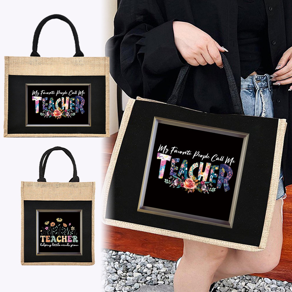 Teacher Tote Bag พิเศษสําหรับครูกระเป๋าเดินทางความจุขนาดใหญ่ที่จําเป็นสําหรับคลาสผ้าลินิน Tote Bag ส