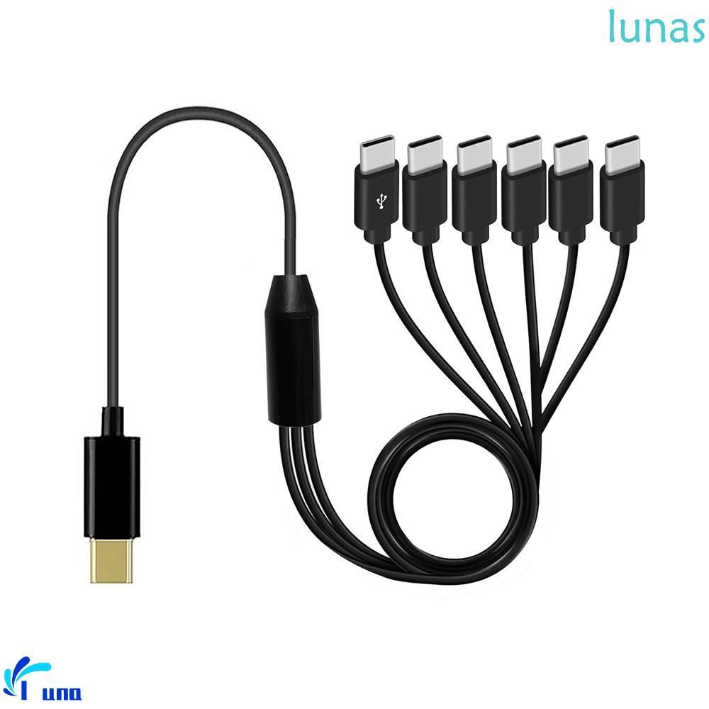 LUNASOL สายแยก USB C, 6 in 1 Type-C Micro-USB Multi USB C ถึง USB C สาย, สายชาร์จ USB Y Splitter 50c