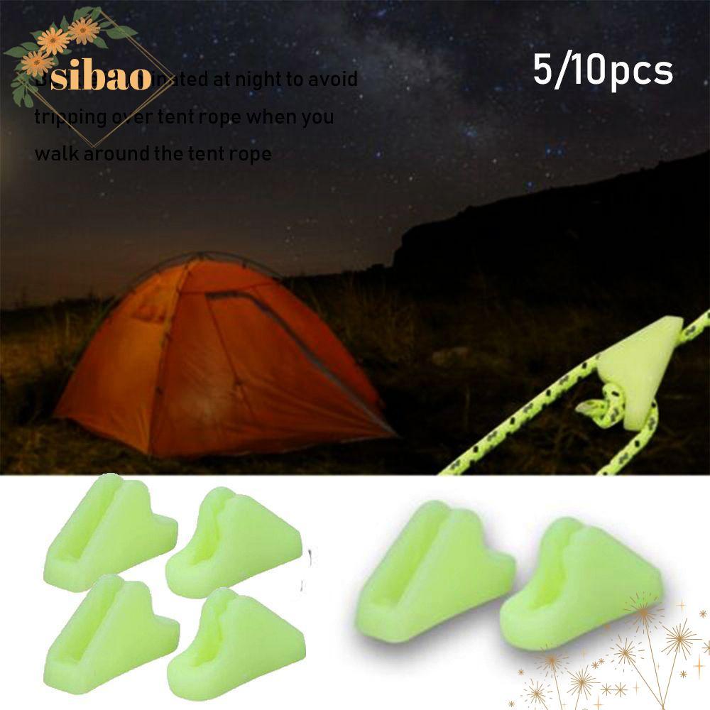 SIBAO 5/10 ชิ้นเรืองแสงเชือก Stopper พลาสติก Camping Mountain กันสาด Wigwam Adjuster กระชับตะขอ