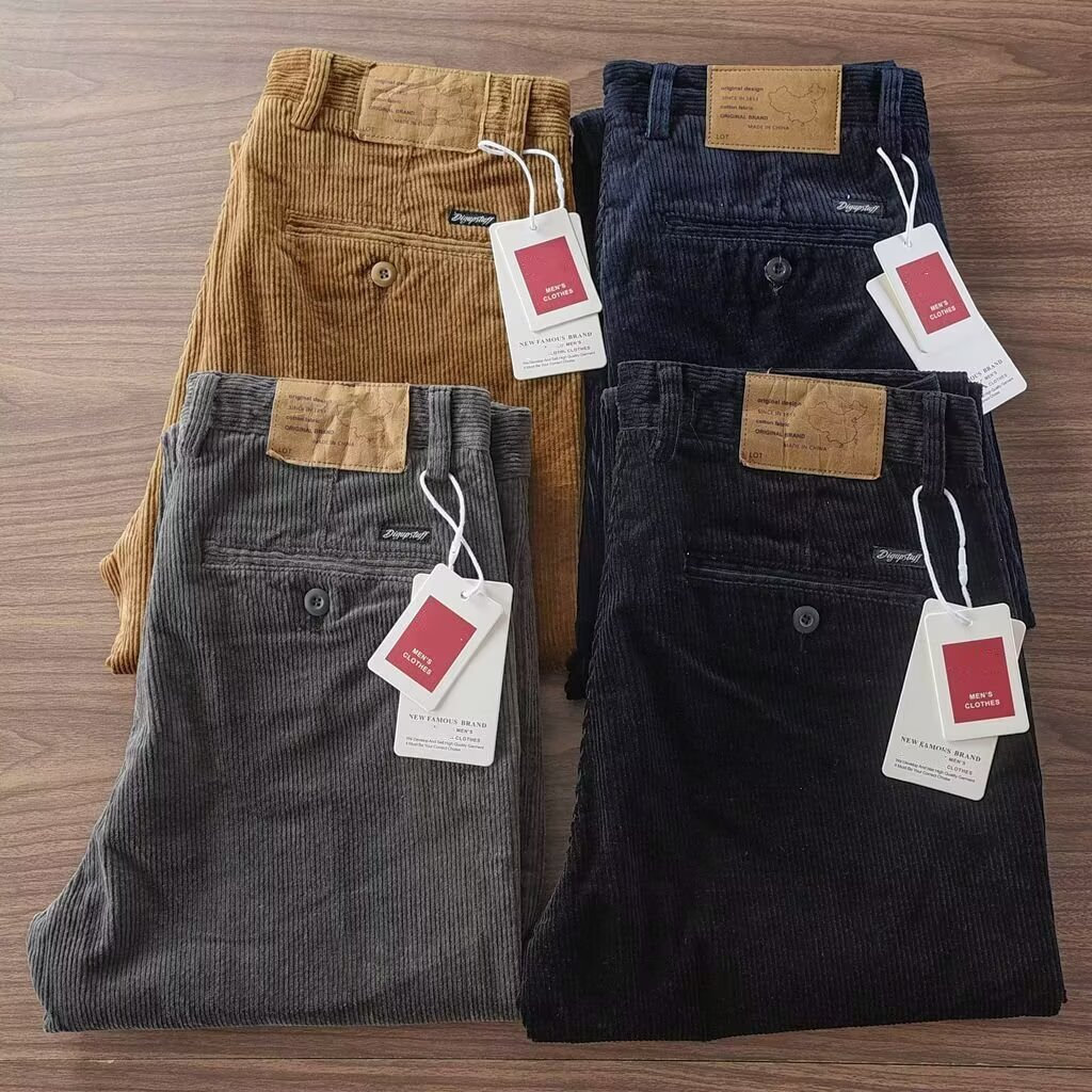 Casual pants, corduroy pants, men's, business and leisure, vintage fashion, straight cut.