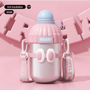 TERMOS Gudangjam888 ขวดดื่มหมีสแตนเลสกระติกน้ําร้อน / MR HAT I ฝา Silkon หมุนได้ดื่มกระติกน้ําร้อน /