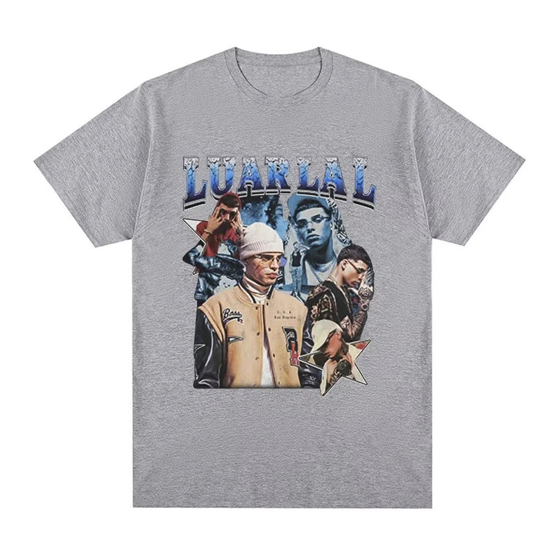 เสื้อยืดแฟชั่นผู้หญิงสไตล์เรโทร แขนสั้น ผ้าฝ้าย ทรงโอเวอร์ไซส์ ลำลอง สตรีทแวร์ ลาย Rapper Luar La L 