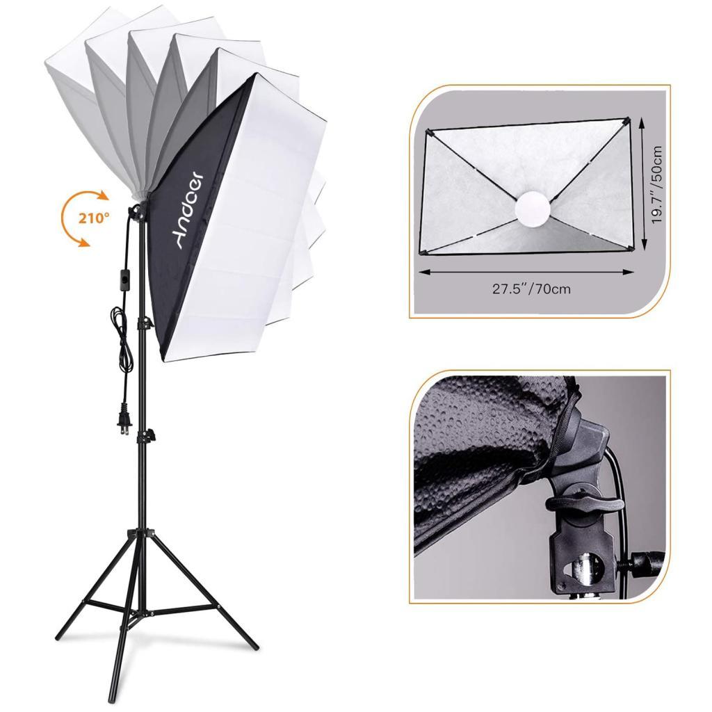 Bamaxis Andoer ชุดไฟถ่ายภาพสตูดิโอ Softbox ชุดไฟ 85W 2800K-5700K อุณหภูมิสองสี LED x 1 +
