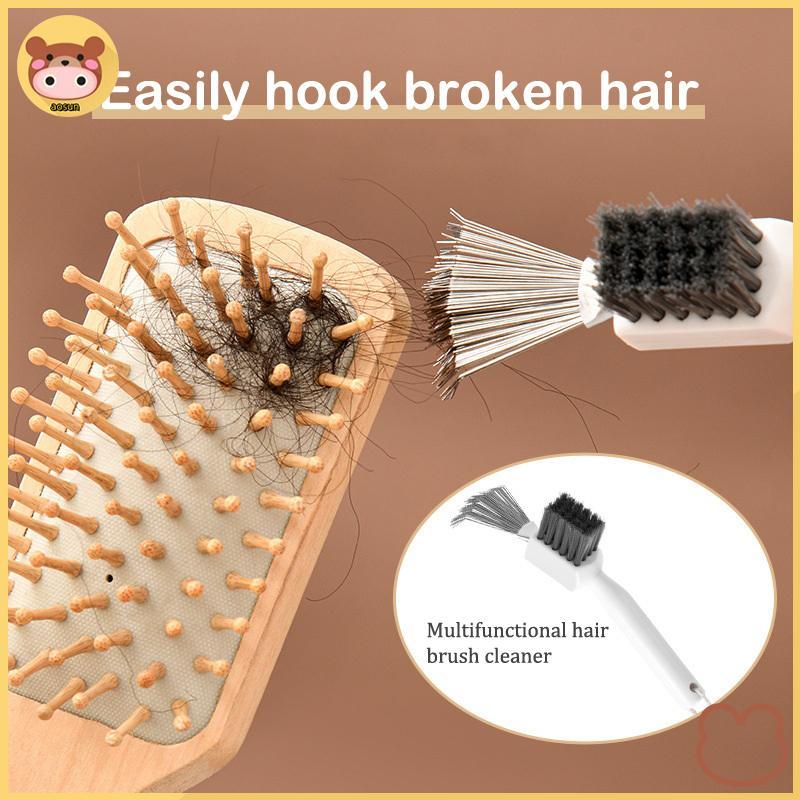 Aosun 2 in1 หวีทําความสะอาดที่ละเอียดอ่อนทําความสะอาดแปรงผมหวีเครื่องมือทําความสะอาดจับ Embed เครื่อ