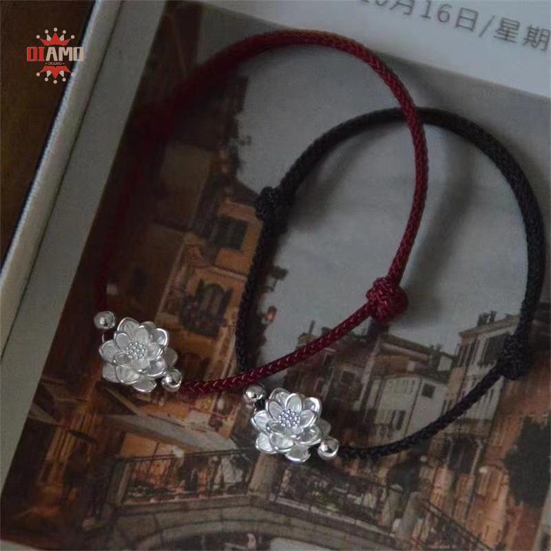 DIAMONDLURE สไตล์มือถัก Lotus Luy กําไลข้อมือสําหรับผู้หญิงผู้ชายประณีตปรับสร้อยข้อมือเครื่องประดับอ