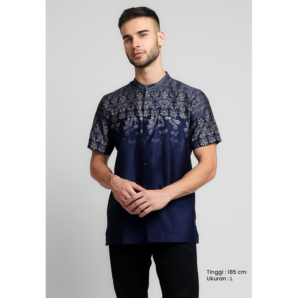 KEMEJA MANZONE - Aydin SS Modern Fit เสื้อเชิ้ตแขนสั้นผู้ชาย - สีกรมท่า