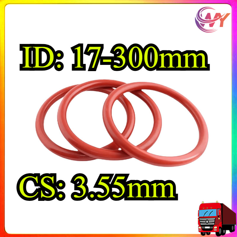 แหวนซีลโอริงซิลิโคนสีแดง CS3.55 มม.* ID17-300 มม.แหวนกันน้ําทนอุณหภูมิสูงปิดผนึกส่วนประกอบWY-MB