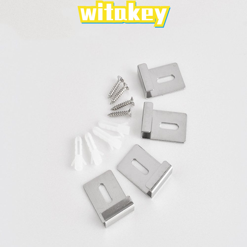 WITAKEY 4/8 ชิ้นกระจกคลิป,เหล็กสแควร์โลหะกระจกคลิป,พร้อมสกรูตะขอยึดติดผนังกระจกไร้กรอบ