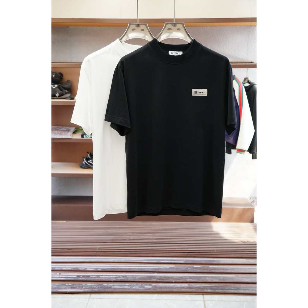 Lo * ewe2026 Star Round Neck Short-Sleeved T-Shirt Couple Style Men Style Loose Large Spiral Top wit