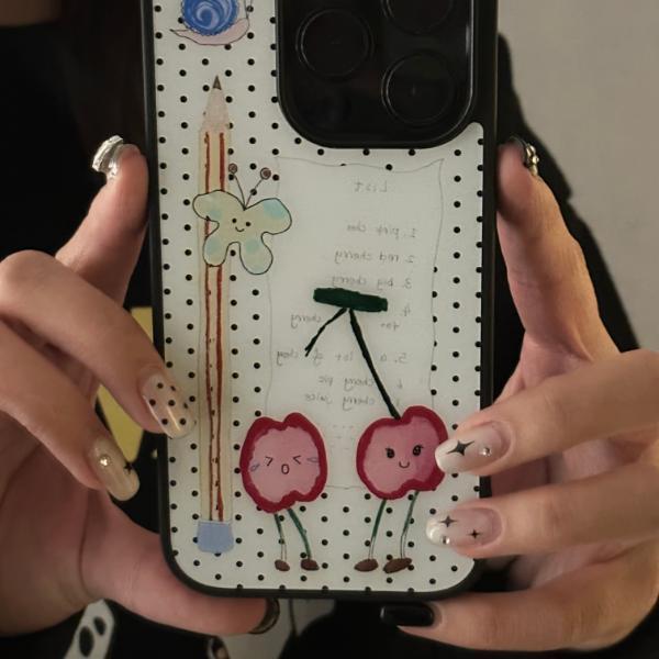 เคสไอโฟน17 15เคสอะคริลิกสีเดียวลายเชอร์รี ม้า2026น่ารัก สำหรับ IPhone 17 16 11 13 15 12 Pro Max 17 16 Plus 16 15 Pro