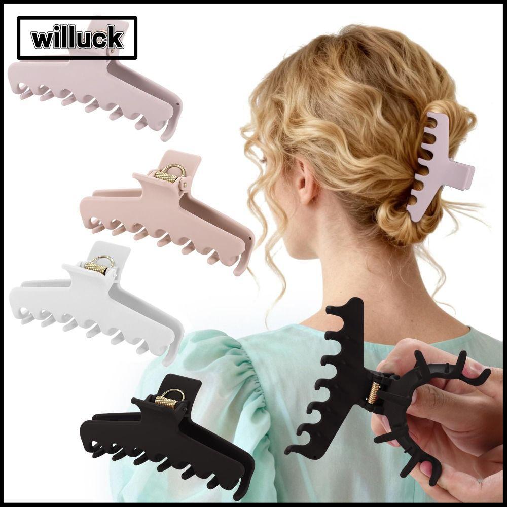 WILLUCK ที่คาดผมกรงเล็บผม,ซิลิโคนอ่อนนุ่มลื่นคลิปกรงเล็บ,แฟชั่นพลาสติกยืดหยุ่นสีทึบ Cozy Shark Clip 