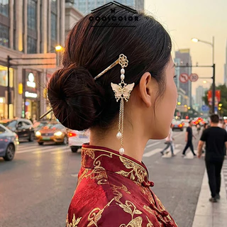 ในไทย💖ปิ่นปักผมผีเสื้อพู่จี้ประดับมุก สไตล์จีนสไตล์โบราณ หรูหรา สําหรับผู้หญิง ของขวัญ มงคล Ruyiประดับผม.COD