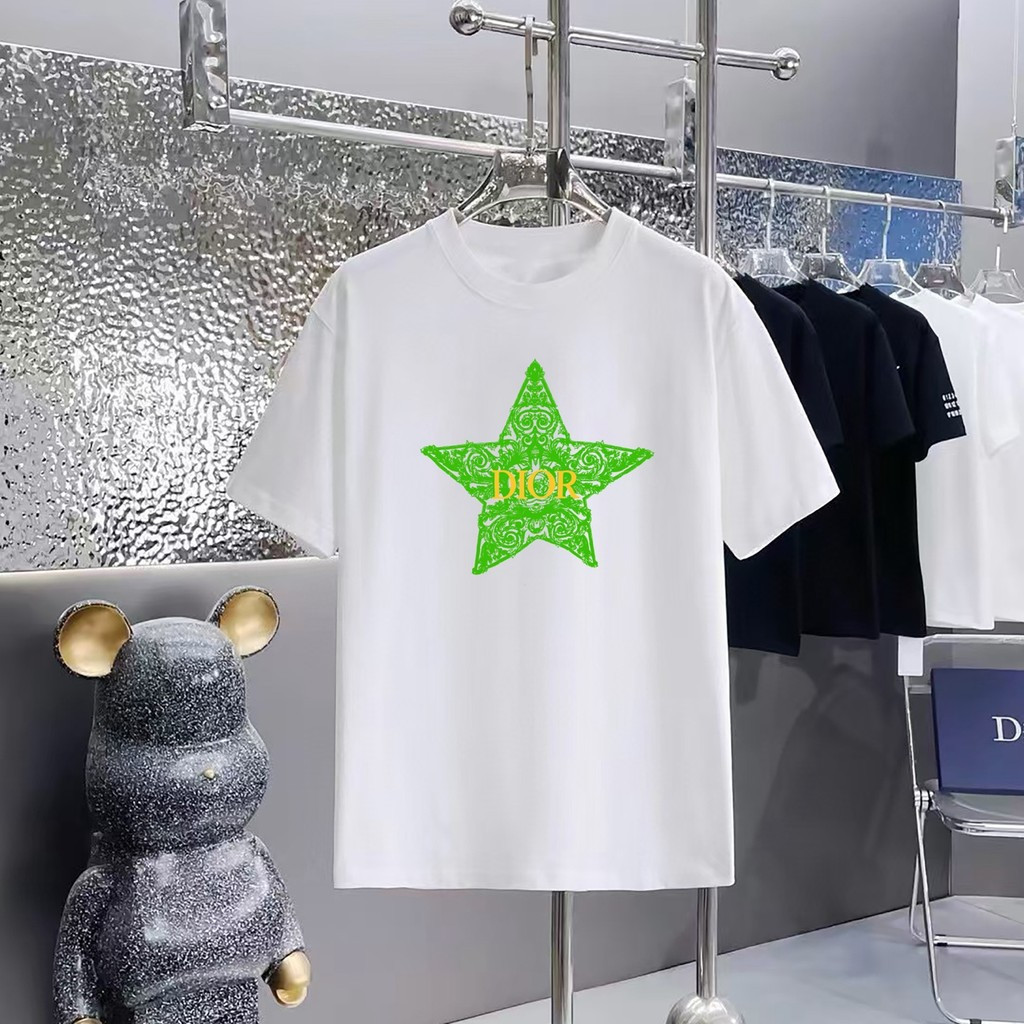 D * IOR2026 Star คลาสสิกรอบคอแขนสั้นเสื้อยืดผู้ชายผู้หญิง Niche อินเทรนด์มาใหม่พิมพ์ตัวอักษรกีฬาแขนส