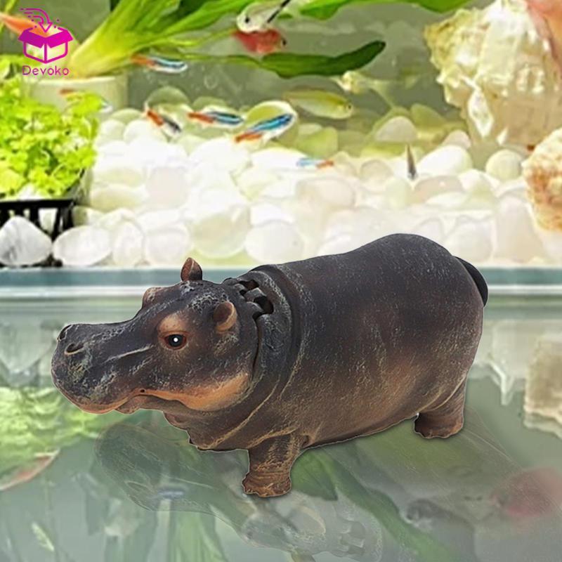 [chiwanji2mf] Resin Hippo Fish Tank Bubble Landscape Accessory Portable Air Bubbler for Aquarium Fis