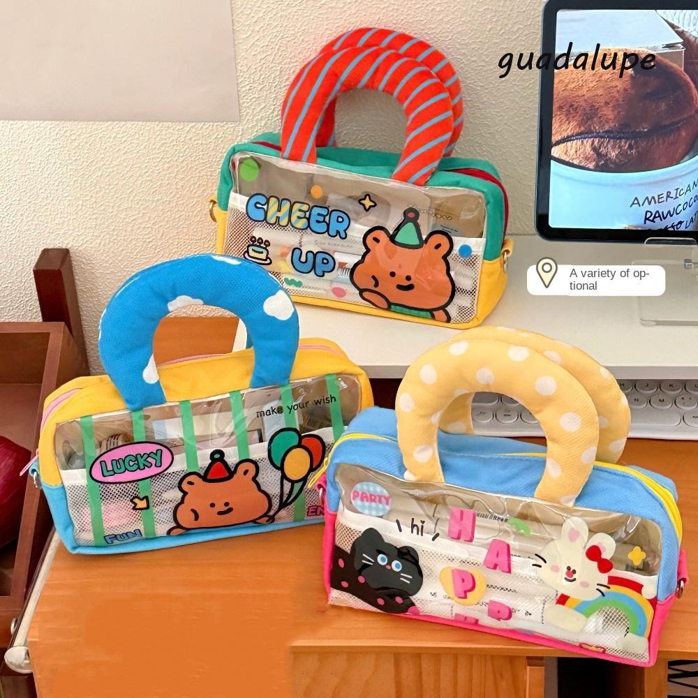 GUADALUPE กล่องดินสอ PVC เกาหลีความจุขนาดใหญ่การ์ตูน Y2K การ์ตูนเครื่องเขียนกระเป๋า, INS น่ารัก Desk