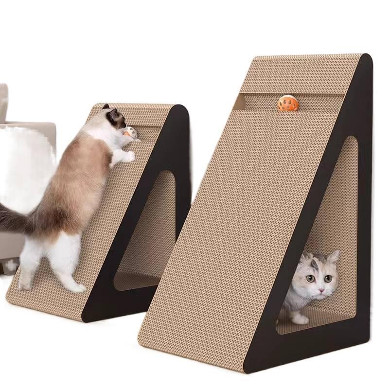 แนวตั้งสามเหลี่ยม Cat Scratching Board ทนต่อการสึกหรอ Non-Scratching Scratch-Resistant ลูกฟูก Cat Cl