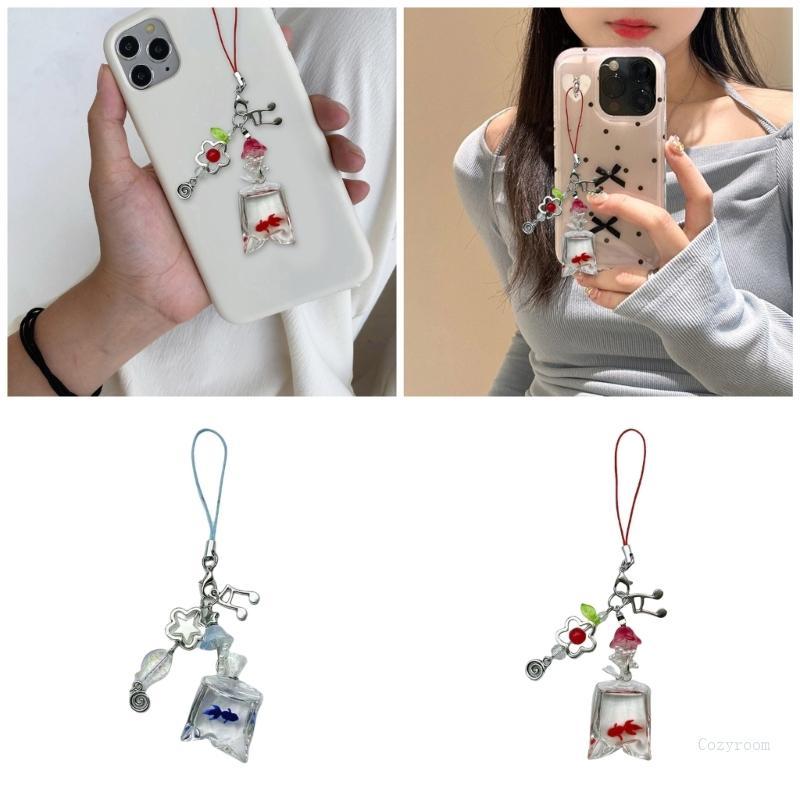 Crazy Stylish Beaded Fish Phone Chain Multifuntional อุปกรณ์เสริมเรซิน Keyring Decors