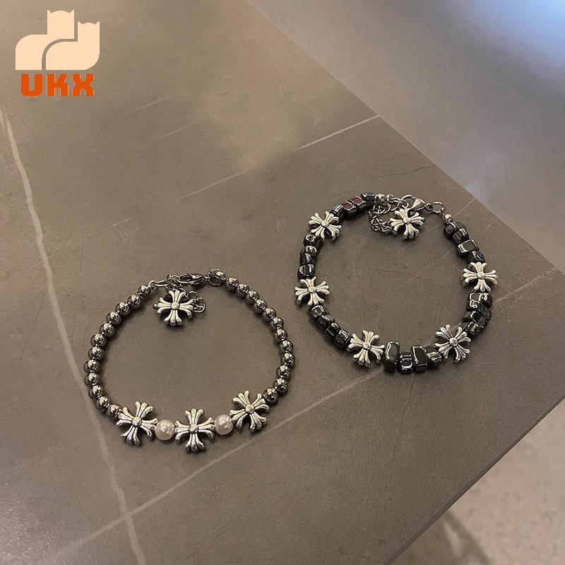 UKX Gothic Punk Cross Chain Bracelets สําหรับผู้ชายและผู้หญิง, Retro Trend Jewelry Accessories VN