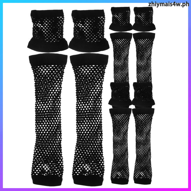 6 คู่ถุงมือ Fishnets คอสเพลย์อุปกรณ์เสริม Fingerless แขนสําหรับผู้หญิงเครื่องแต่งกาย zhiymais4w