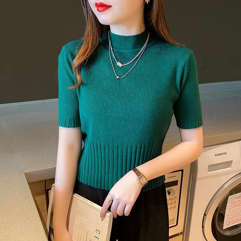 ครึ่งคอเต่าBottomingเสื้อผู้หญิงสไตล์ใหม่แฟชั่นAll-Match Age-Reductionสั้น
