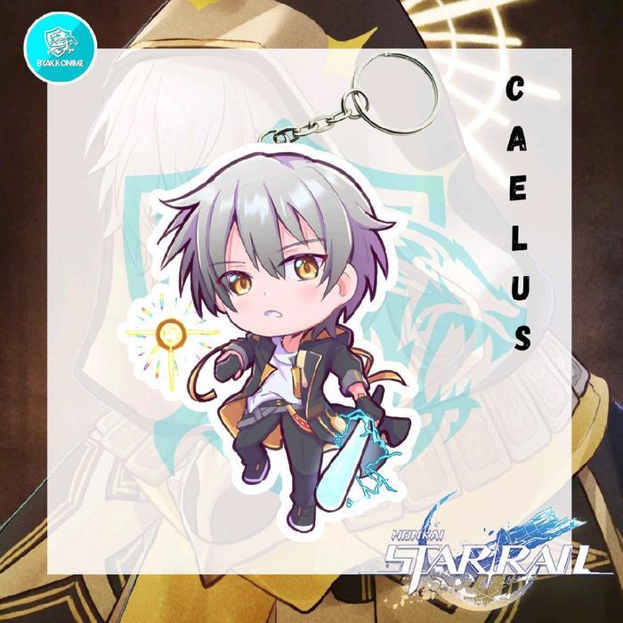พวงกุญแจอะคริลิคอะนิเมะเกมรางดาว Honkai - Caelus, Cerydra, Aglaea, Tribbie Ganci Anime Akrilk - Cael