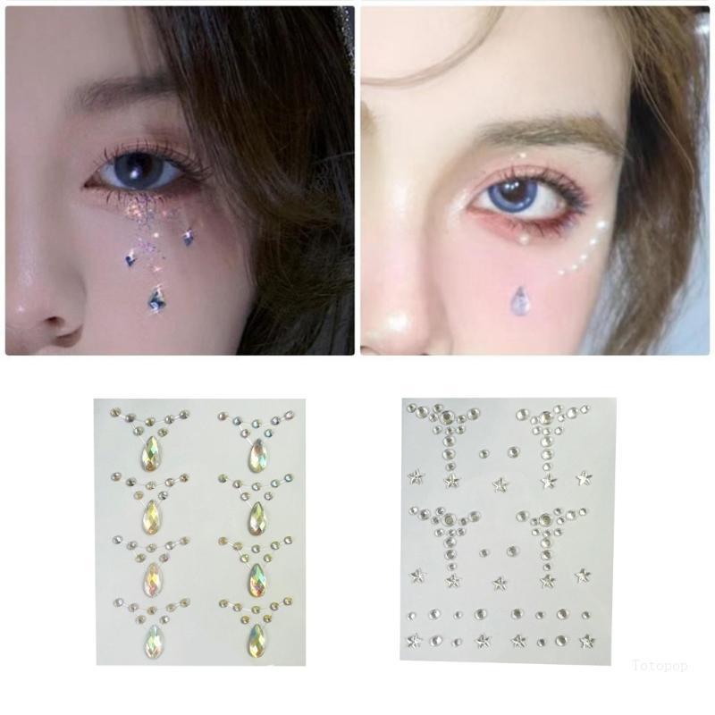 Top Under Eye Tear Drop Gems Shimmering Face Jewels สําหรับแต่งหน้าและสังคมรวบรวมสติกเกอร์เครื่องประ