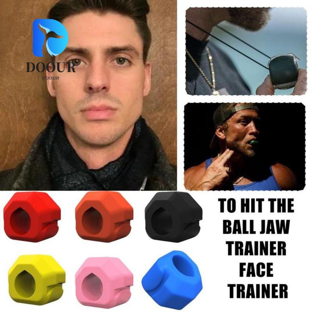 DOOUR Jaw Trainer, BPA Free Gum Tablets Jawline Exerciser, ซิลิโคน Shaper Anti-stress นวด Ball Man แ