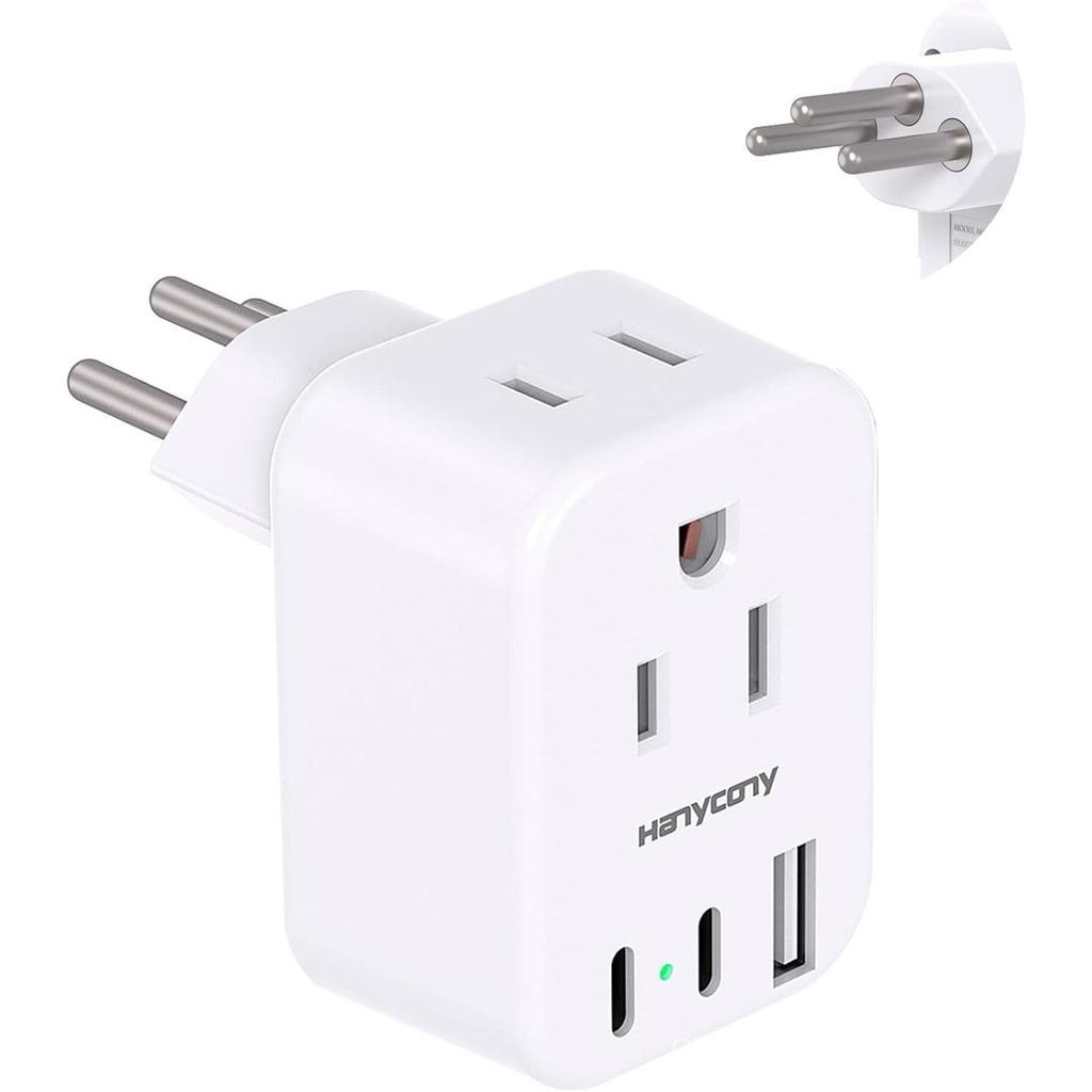 HANYCONY Switzerland Power Travel Plug Adapter,Type J Power Adapter 2 ช่อง 3 พอร์ต USB (2 USB C) สํา