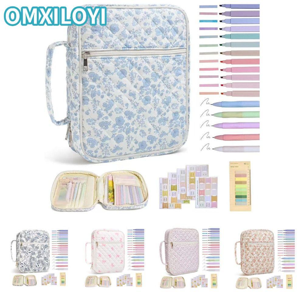 OMXILOYI Bible Cover , การออกแบบดอกไม้ Handle Bible Cover Bag, กระเป๋าซิป Bible Journaling Kit Churc