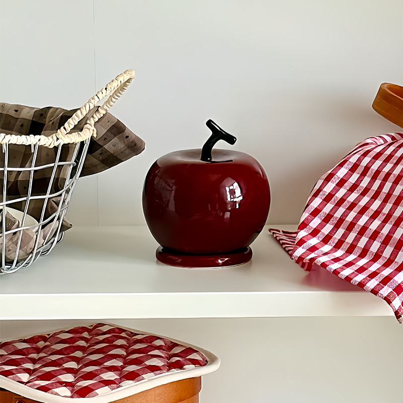 Korean Ins Apple Toothpick Holder Cotton Swab Box Apple Shape Ceramic Toothpick Jar Decorative Home 