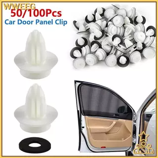WWEEG 50/100 ชิ้นแผงประตูรถคลิป W/ซีลแหวน Auto Vehicle Retainer Fastener คลิปกันชนรถ Push Pin Rivet แผงประตูคลิปใหม่