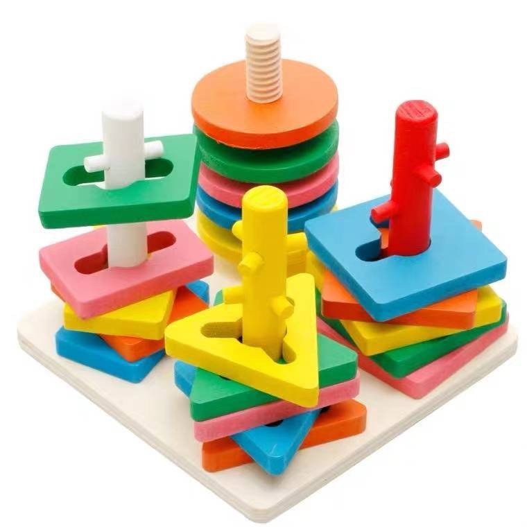 Wooden Kids Building Blocks Toys Children Intellectual Educational Toys