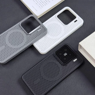เคสโทรศัพท์ระบายความร้อนแบบรังผึ้งสําหรับ XIAOMI 15 14 13 13T Pro POCO F5 F6 F7 Pro/Ultra มินิมอลออกแบบฝาครอบป้องกันแม่เหล็ก PC พนักพิง TPU ขอบนุ่ม anti drop shell