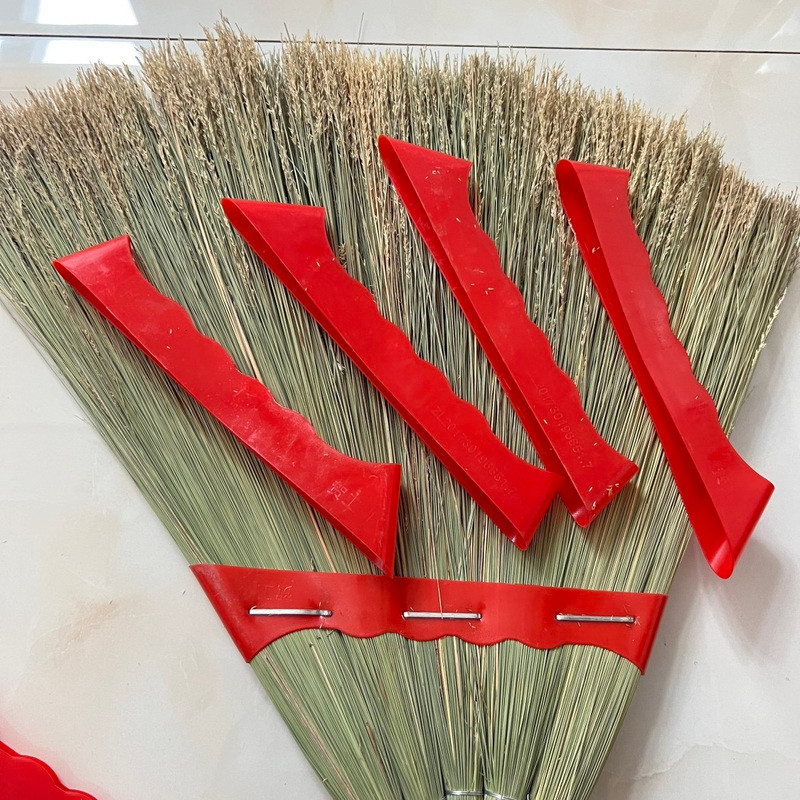 老式扫把套龙须扫把配手工制作扫固定高粱扫把红色塑料压板零3.9Old-fashioned Broom Set with Dragon Beard Broom, Handmade Fixed Broom