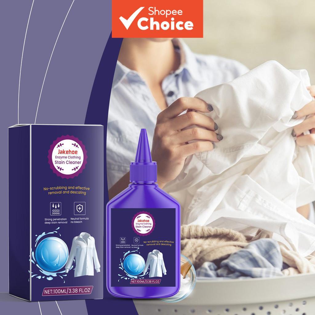 JAKEHOE 100ml Enzyme Stain Remover สําหรับเสื้อผ้า, Yellow & Mould Cleaner, Mild Grease Remover by C