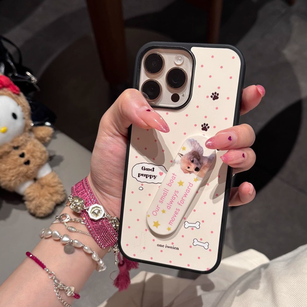 ที่วางพลาสเตอร์ลายดาวสีชมพูน่ารักบนพื้นขาว KT For iphone 17 16 15 14 13 12 11 pro max เคสไอโฟนสวยๆ กันกระแทก เคสป้องกัน