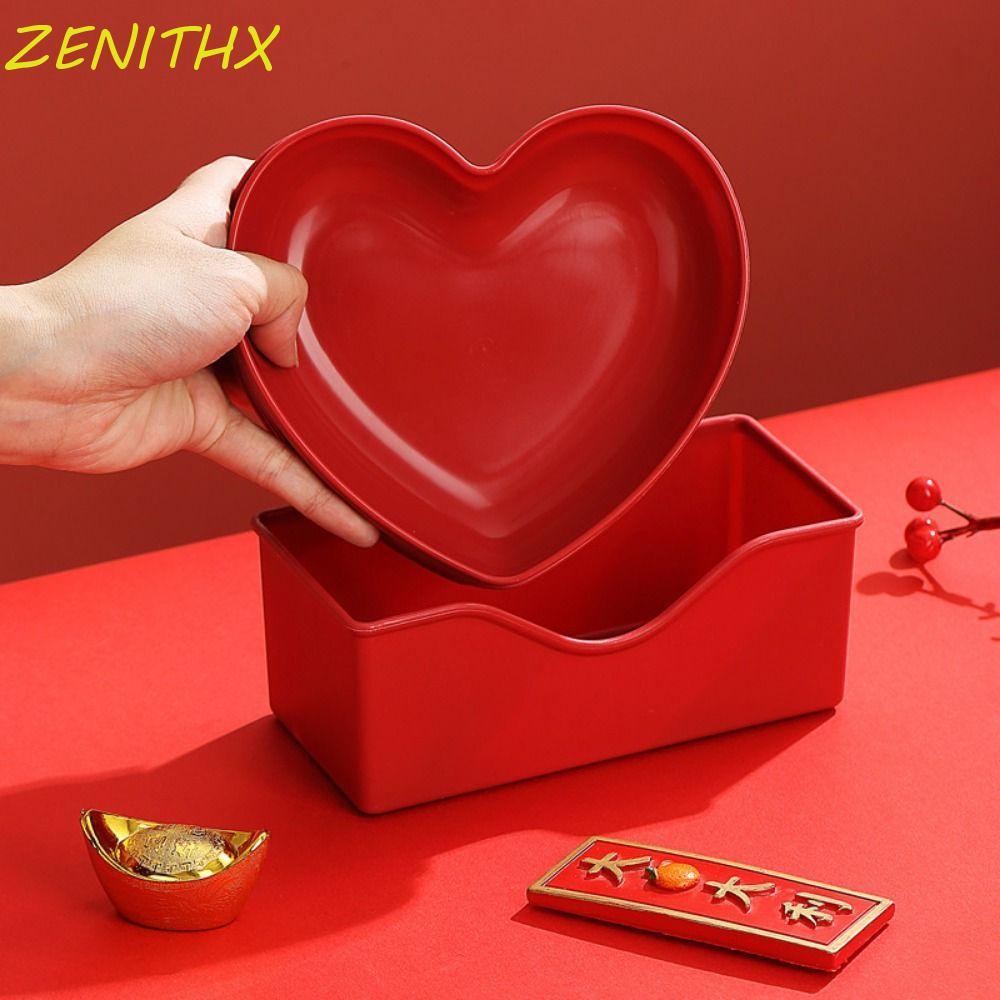 ZENITHX 5/10 ชิ้น Love Fruit Plate, นํากลับมาใช้ใหม่รูปหัวใจ Red Love Plate, Party น้ําหนักเบาพร้อมฐ