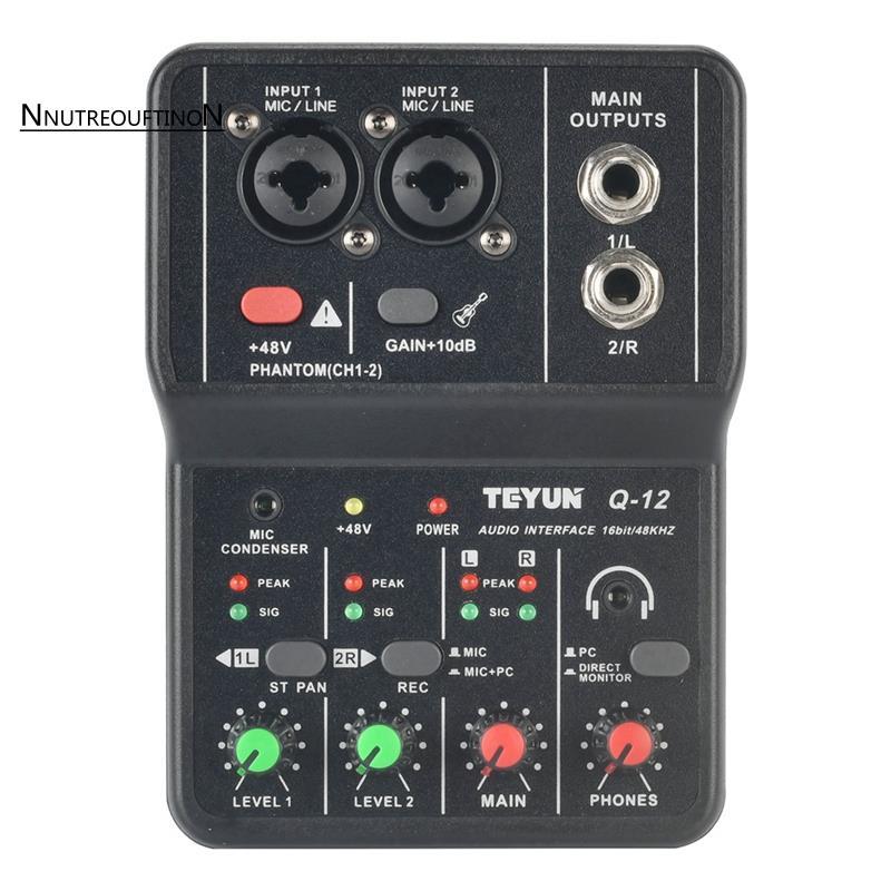 [ขายร้อน N] Q12 การ์ดเสียงบันทึกคอมพิวเตอร์ 16Bit/48KHZ การ์ดเสียงแบบพกพาสําหรับกีตาร์ Home Studio Q