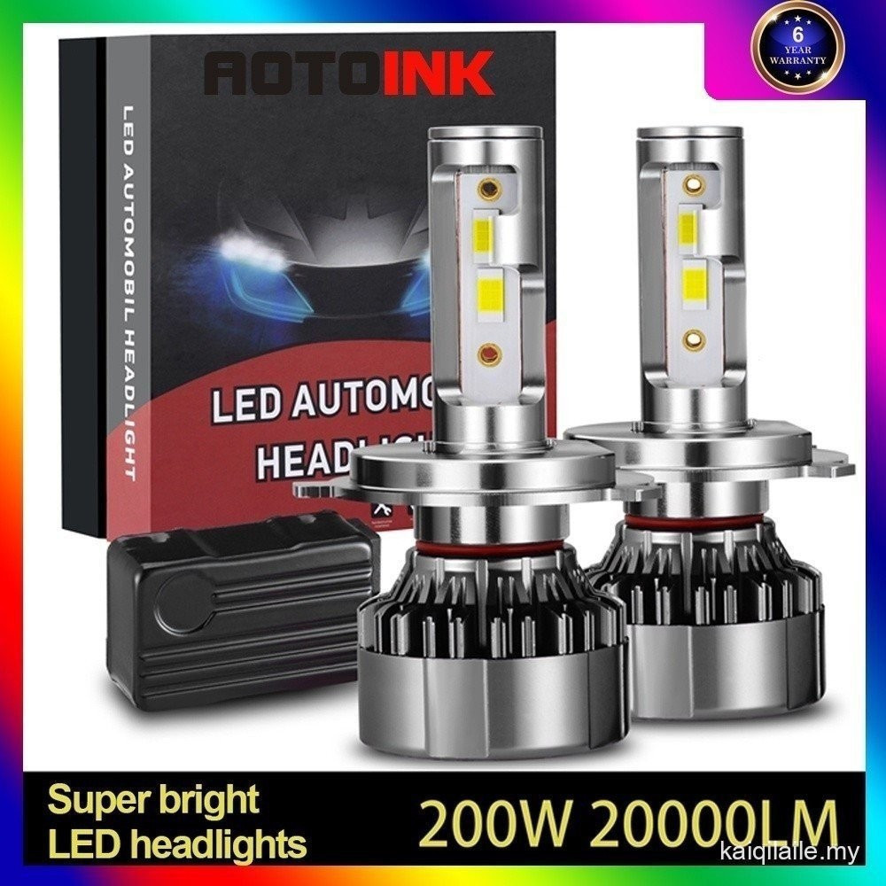 AOTOINK 1 คู่ 200W ไฟหน้ารถ H4 LED H7 9005 HB3 H1 H3 H11 H8 Auto LED ไฟหน้าหลอดไฟ 6000K แสงสีขาวหมอก