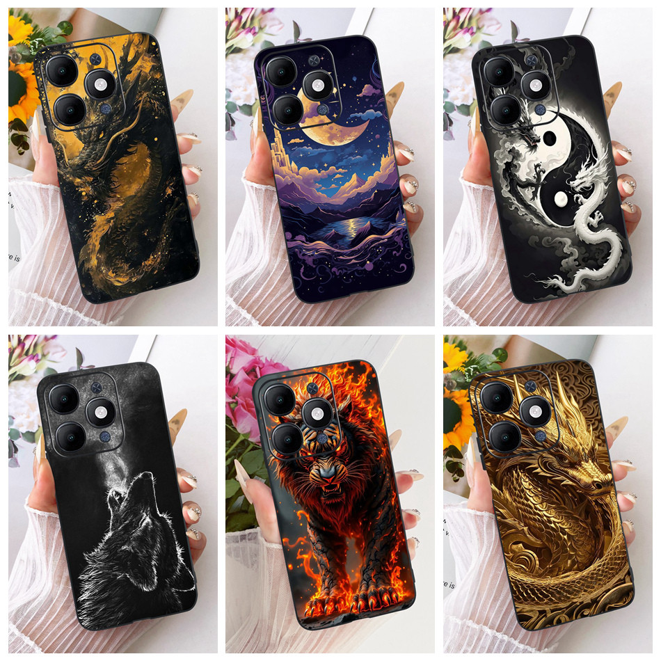 สําหรับ Itel A90 A6610L ใหม่ Cool Tiger Dragon รูปแบบเคสโทรศัพท์ ItelA90 สีดําซิลิโคน Soft Case