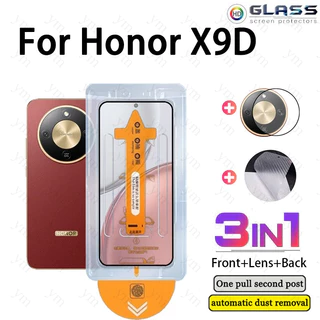 3 In 1 ฟิล์ม ฟิล์มกระจก Honor X9D HD One-คลิกกระจกนิรภัยป้องกันหน้าจอฟิล์มคาร์บอนไฟเบอร์สําหรับHonor X6B X6C X7C X7D 400 กล้องเลนส์Protector